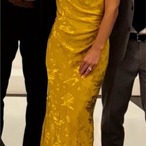 Zara Yellow One Shoulder Sleeveless Gown